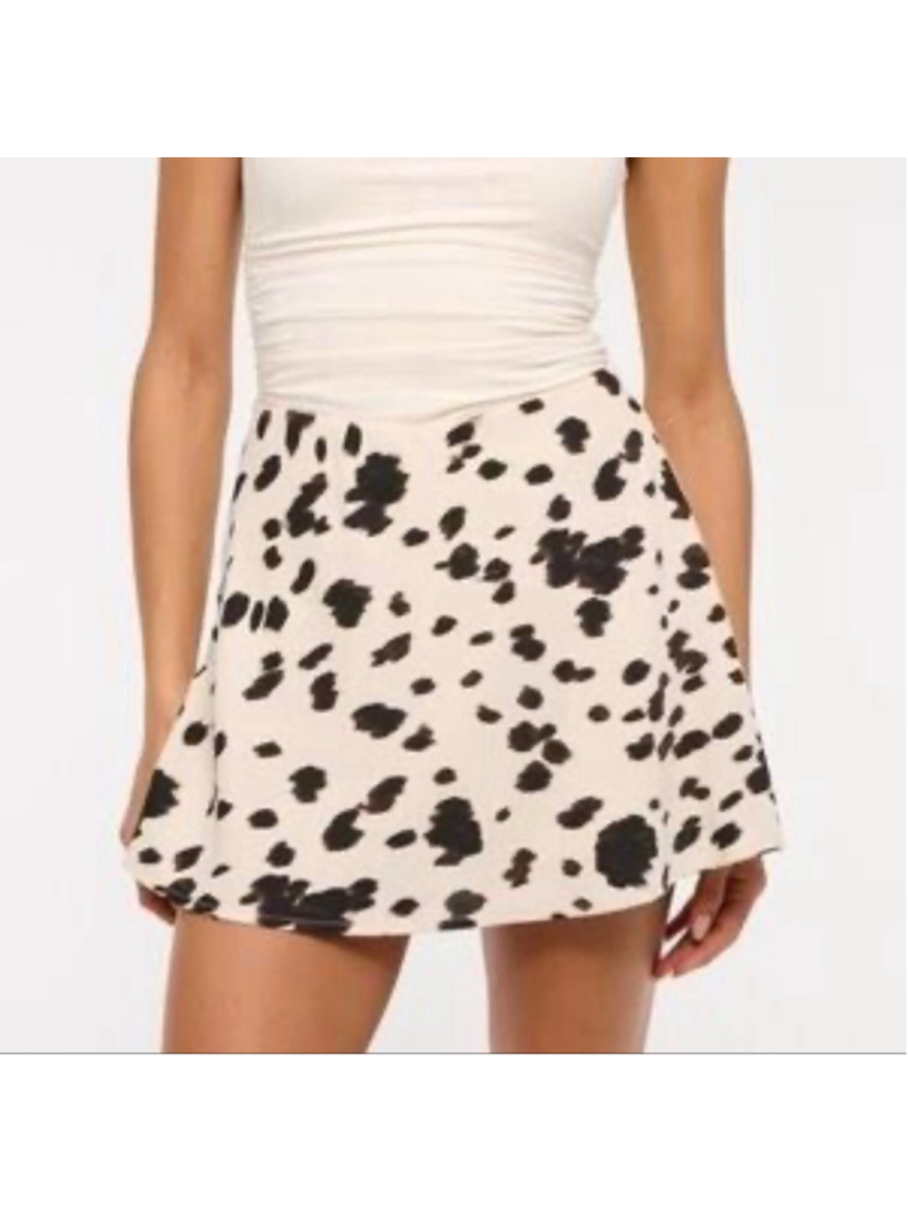 Abercrombie & Fitch Mini Skort XS White Black Cow Print NEW with tags